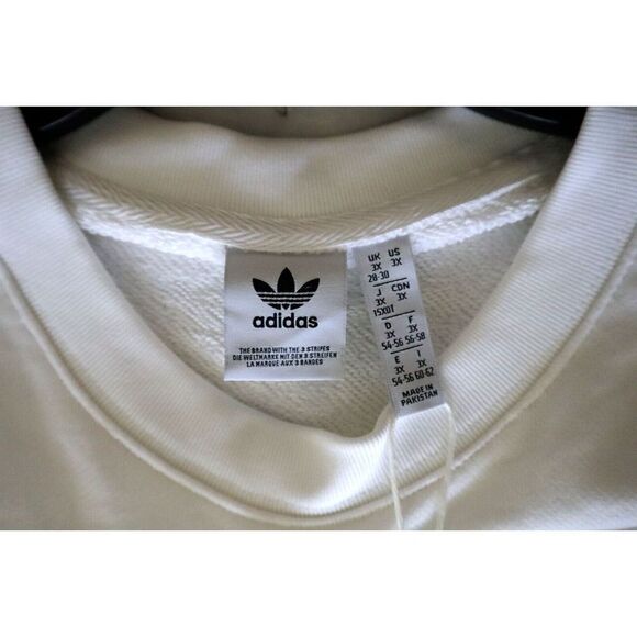 adidas Originals Women's Plus Sz 3XL White Trefoil Graphic Crewneck Sweatshirt - Picture 7 of 8